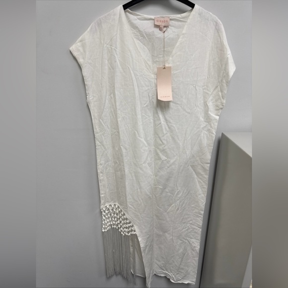 ciebon white dress side fringes sz s - Picture 2 of 6